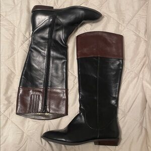 Seychelles Knee High Riding Boot in Black & Brown Leather Size 8